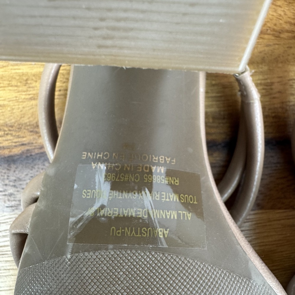 New Womens Abound Austyn Strappy Open Toed Slip On Black‎ Heels Tan Size 5 M - Picture 8 of 8